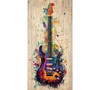 Guitar 5D Diamond Painting Kits for Kids & Adults, Full Drill DIY Diamond Art, Easy to Create Craft for Beginners, Craft Gift for Family, Home Wall Decoration & Stress Relief (Music 25x50cm) R-256