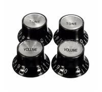 guitar accessories kit 4pcs Guitar Top Hat Speed Control Knobs 2 Volumes & 2 Tones Silver Bell For LP/SG Guitar(Black)