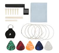 Guitar Accessories Kit, Acoustic Guitar Starter Accessories Set with Celluloid Picks Cattle Bone Nut Bridge Pins String Winder Cleaning Cloth for Electric Acoustic Ukulele Mandolin