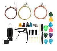 Guitar Accessories Kit Complete Guitar Tool Changing Kit with Metal 3 Sets Strings 9 Picks for Acoustic Electric Guitar Ukulele Banjo Mandolin
