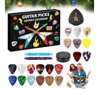 Guitar Advent Calendar 2025,24 Days Guitar Player Christmas Countdown Calendar with Picks and Pick Holder,Christmas Guitars Accessories For Bass, Ukulele Players Lovers-A