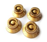 Guitar Anatomy - 18/24 spline Gold Top Hat Speed Control Knobs for Gibson & Epiphone Les Paul - Volume & Tone Replacement - Set of 4 (3x Knob 24 Spline)