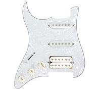 Guitar Anatomy Left Handed Loaded Stratocaster Electric Guitar Pickguard Scratchplate Prewired (White Pearl HSS)