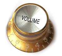 Guitar Anatomy Left Handed Top Hat Bell Reflector Knobs - Volume Tone Controls for Gibson & Epiphone - Gold Silver (1x Volume)