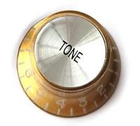 Guitar Anatomy Left Handed Top Hat Bell Reflector Knobs - Volume Tone Controls for Gibson & Epiphone - Gold Silver (1x Tone)