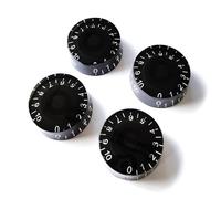 Guitar Anatomy Speed Control Knobs - 18/24 Spline - Volume Tone for Gibson & Epiphone Les Paul - Black (4x Knob 24 Spline)