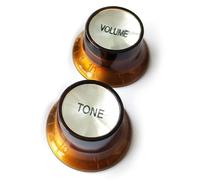 Guitar Anatomy Top Hat Bell Reflector Knobs - Volume Tone Controls for Gibson & Epiphone - Amber Silver (1x Volume & 1x Tone)