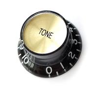 Guitar Anatomy - Top Hat Bell Reflector Knobs - Volume & Tone Controls for Gibson & Epiphone - Black with Gold Reflector (1x Tone)