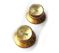 Guitar Anatomy - Top Hat Bell Reflector Knobs - Volume & Tone Controls for Gibson & Epiphone - Gold (1x Volume and 1x Tone)