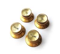 Guitar Anatomy - Top Hat Bell Reflector Knobs - Volume & Tone Controls for Gibson & Epiphone - Gold (Full Set (2x Volume And 2x Tone))