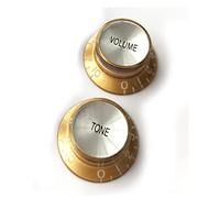 Guitar Anatomy - Top Hat Bell Reflector Knobs - Volume Tone Controls for Gibson & Epiphone - Gold Silver (1x Volume And 1x Tone)