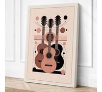 Guitar and Frequencies Modern Canvas Wall Art Print 36x24 Inch (91 x 61 cm)