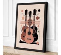Guitar and Frequencies Modern Canvas Wall Art Print 36x24 Inch (91 x 61 cm)