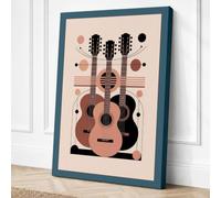 Guitar and Frequencies Modern Canvas Wall Art Print 36x24 Inch (91 x 61 cm)