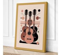 Guitar and Frequencies Modern Canvas Wall Art Print 36x24 Inch (91 x 61 cm)
