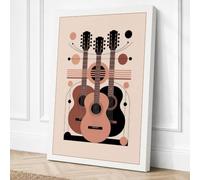Guitar and Frequencies Modern Canvas Wall Art Print 36x24 Inch (91 x 61 cm)