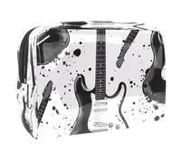 Guitar and Ink Spots Cosmetic Bag for Women, Travel Toiletries Bags Large PVC Makeup Handy Pouch Organiser with Zipper