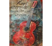 Guitar and Sheet Music, 1000 Pieces Adult Wooden Jigsaw. Vintage Style, Suitable for Party Game Nights, Funny Artwork for Adults, Brain Challenge, Enjoy The Puzzle Solving Process 20x28in