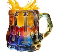 Guitar Art Mug - Artistic Guitar Coffee Mug | Novelty Music Themed Drinks Cup with Artistic Atmosphere Coffee Tea Milk Cups with Handle Novelty Decoration Present for Musicians & Music Lovers