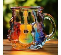 Guitar Art Mug, Music Themed 3D Painted Guitar Coffee Mug, Novelty Guitar Drinks Cup with Artistic Atmosphere, Collection Gift for Guitarist, Musician, Teachers, Music Enthusiast