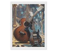 Guitar Bass Music Instruments Diamond Painting Kits for Adults Beginners 5D Square Drill Diamond Art Kits with DIY Tools Gem Art Crafts for Home Wall Decor Living Room Bedroom Office Decoration 12"x16