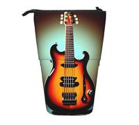 Guitar Bass Music Musical Instrument Print Standing Pencil Case Telescopic Pencil Bag Pop Up Pencil Pouch Pen Pouch Makeup Cosmetics Bag