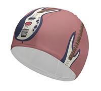 Guitar Bass Music Musical Instruments Bathing Cap High Elasticity Swimming Caps Fit Both Long Hair Short Hair Comfortable Large Shower Cap for Drag Reduction and Hair Protection