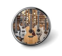 Guitar Bass Music Musical Instruments Button Pin Personalized Metal Lapel Pins Badges Classic Round Brooch Pin Novelty Unique Enamel Pins Cute Funny Pinback Button Badge for Jackets Backpacks Bags Coa