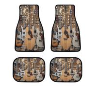 Guitar Bass Music Musical Instruments Car Floor Mats Personalized Anti-Slip Vehicle Front Rear Rugs Classic All-Weather Universal Driver Heel Pad Fit for SUV Vans Sedans Trucks Set of 4pcs