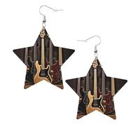 Guitar Bass Music Musical Instruments Elegant Leather Star Earrings-Fashionable And Unique Accessories For Everyday Wear