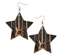 Guitar Bass Music Musical Instruments Elegant Leather Star Earrings-Fashionable And Unique Accessories For Everyday Wear