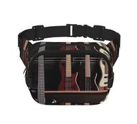 Guitar Bass Music Musical Instruments Fanny Pack For Women Waterproof Adjustable Belt Bags Waist Pack Fashion Casual Crossbody Bags Bum Bag For Running Workout Hiking Traveling, Black, One Size