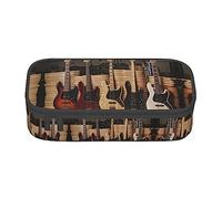 Guitar Bass Music Musical Instruments Large Pencil Case for Girls and Boys, Aesthetic Pencil Bag with Multi Compartments for Adults, Office Stationary Organizer Practical for Kids Teenage Women Men