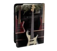 Guitar Bass Music Musical Instruments Passport Holder for Travel,RFID Passport Cover Wallet PU Leather Passport Card Holder Case Cute Passport Protector for Women Men