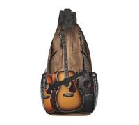 Guitar Bass Music Musical Instruments Print Crossbody Sling Backpack Sling Bag Travel Hiking Chest Bag | Lightweight Foldable Crossbody Bag