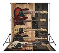 Guitar Bass Music Musical Instruments Print Photo Studio Background 5x7ft Soft Photo Backdrop Curtain For Studio Content Creator Equipment