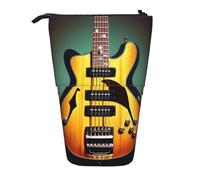 Guitar Bass Music Musical Instruments Print Standing Pencil Case Telescopic Pencil Bag Pop Up Pencil Pouch Pen Pouch Makeup Cosmetics Bag
