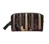 Guitar Bass Music Musical Instruments Printed Makeup Bag Travel Portable Cosmetic Bag Large Capacity Makeup Case Toiletry Handbag Organiser for Women