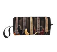 Guitar Bass Music Musical Instruments Printed Travel Makeup Bag Portable Cosmetic Bag Makeup Case Toiletry Handbag Organiser for Women