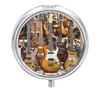 Guitar Bass Music Musical Instruments Small Pill Box 3 Grids Travel Pill Case Portable Daily Pill Organizer with Anti-Mixing Design Easy to Retrieve Meds for Medication, Vitamin, Supplements