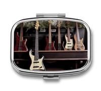 Guitar Bass Music Musical Instruments Travel Pill Organizer A Daily Pill Box for Supplements 2 Compartment Pill Case Convenient for Carrying and Storing Medicines Box