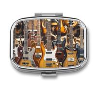 Guitar Bass Music Musical Instruments Travel Pill Organizer A Daily Pill Box for Supplements 2 Compartment Pill Case Convenient for Carrying and Storing Medicines Box