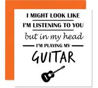 Guitar Birthday Card for Men Women - In my Head - Happy Birthday Card for Daughter Brother Sister Dad, 145mm Bday Greeting Cards