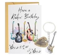 Guitar Birthday Card, Guitars Gifts, Music Lovers Gift for Men | Rock Musical Themed Gift for Lover, Funny Relatable Humour for Electric Guitarist Birthday Card with Envelope and Keychain