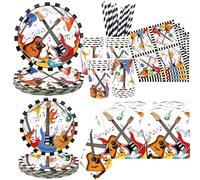 Guitar Birthday Party Supplies, Includes Plates, Tablecloth, Cups, Straws, for Music Instrument Baby Shower Supplies
