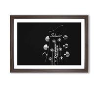 Guitar Black and White (3) Framed Print | A2 Walnut Framed Wall Art | Ready to Hang | Modern Music Picture | Living Room Bedroom Lounge Office