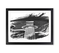 Guitar Black and White V1 Modern Framed Print | A4 Black Framed Wall Art | Ready to Hang | Modern Music Picture | Living Room Bedroom Lounge Office