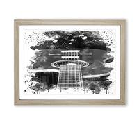 Guitar Black and White V3 Modern Framed Print | A2 Oak Framed Wall Art | Ready to Hang | Modern Music Picture | Living Room Bedroom Lounge Office