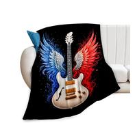 Guitar Blanket Music Throw Blanket Musical Instrument Soft Cozy Fleece Fuzzy Stuffed Plush Flannel Gifts for Girls Women Boys Kids Adults 40''x50''