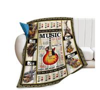Guitar Blanket Soft Cozy Music Throw Gifts for Women Girls Super Plush Warm Guitar Material Lightweight Fleece Flannel Gift Blankets for Kids Adults 127 x 101